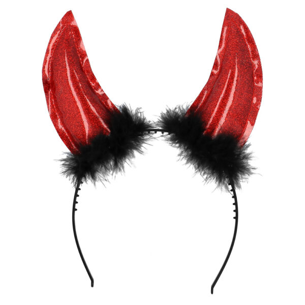 Red Glitter Devil Horns Tiara - Image 2