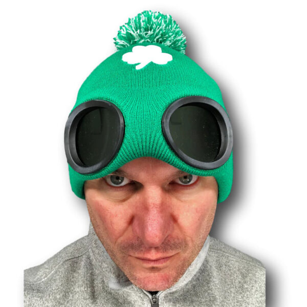 Shamrock Beanie Hat with Goggles - Image 2