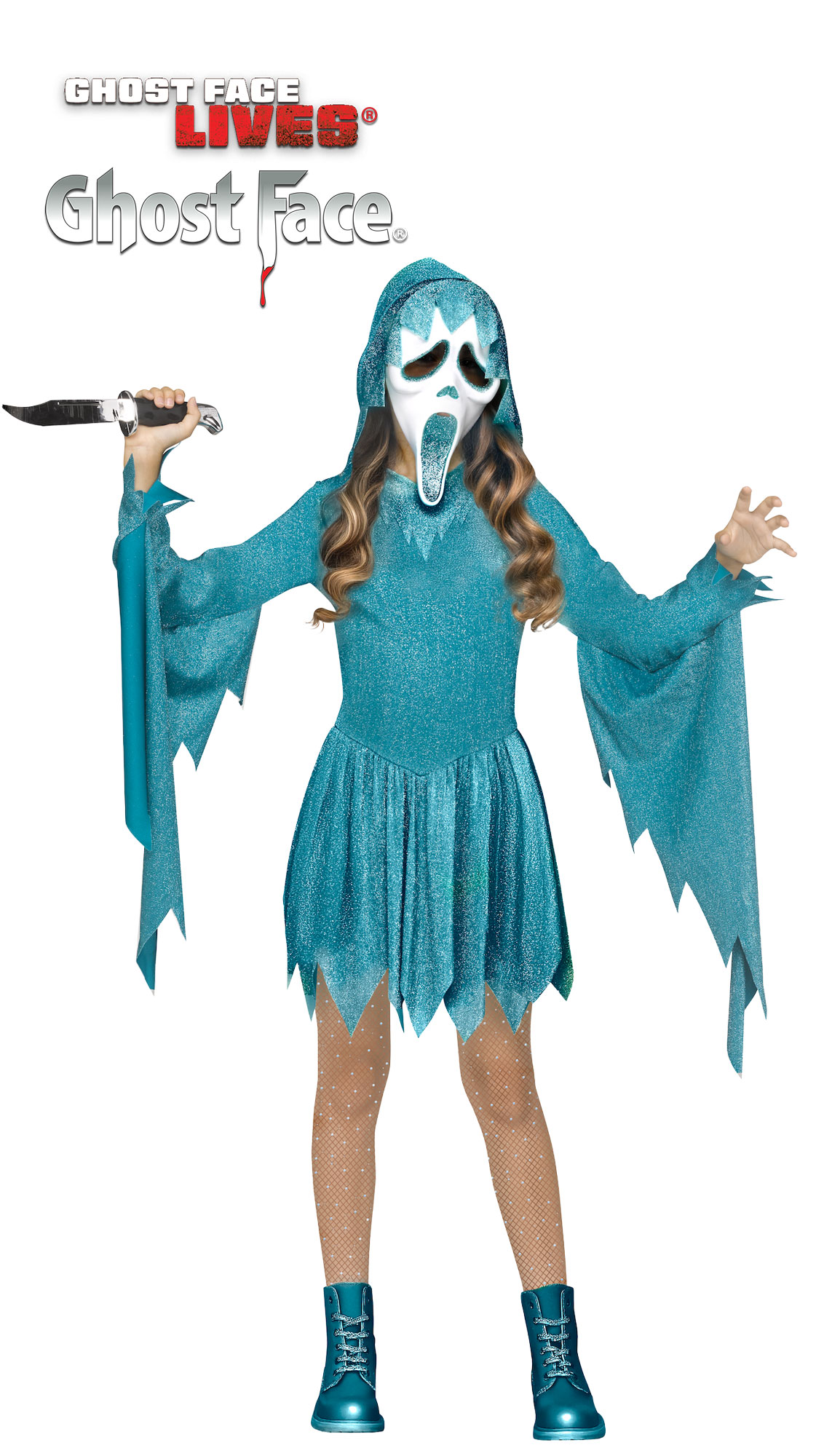 Pastel Teal Ghost FaceĀ® Child Costume (L)