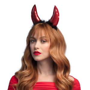 Red Glitter Devil Horns Tiara