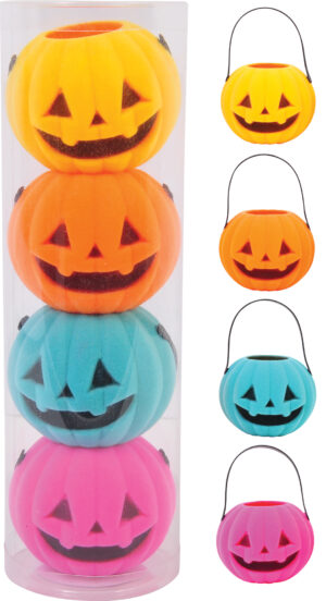 Summerween Mini Flocked Treat Pumpkin Set (Pk 4)