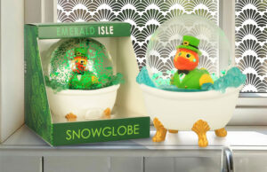 Leprechaun Duck in Bath 65mm Resin Snowglobe