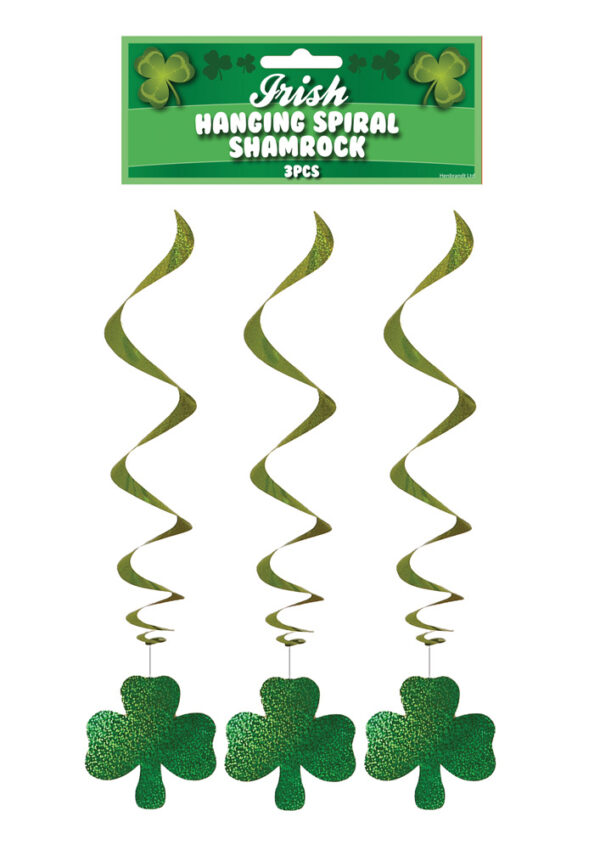 Hanging Spiral Irish Shamrock Decoration (Pk 3)